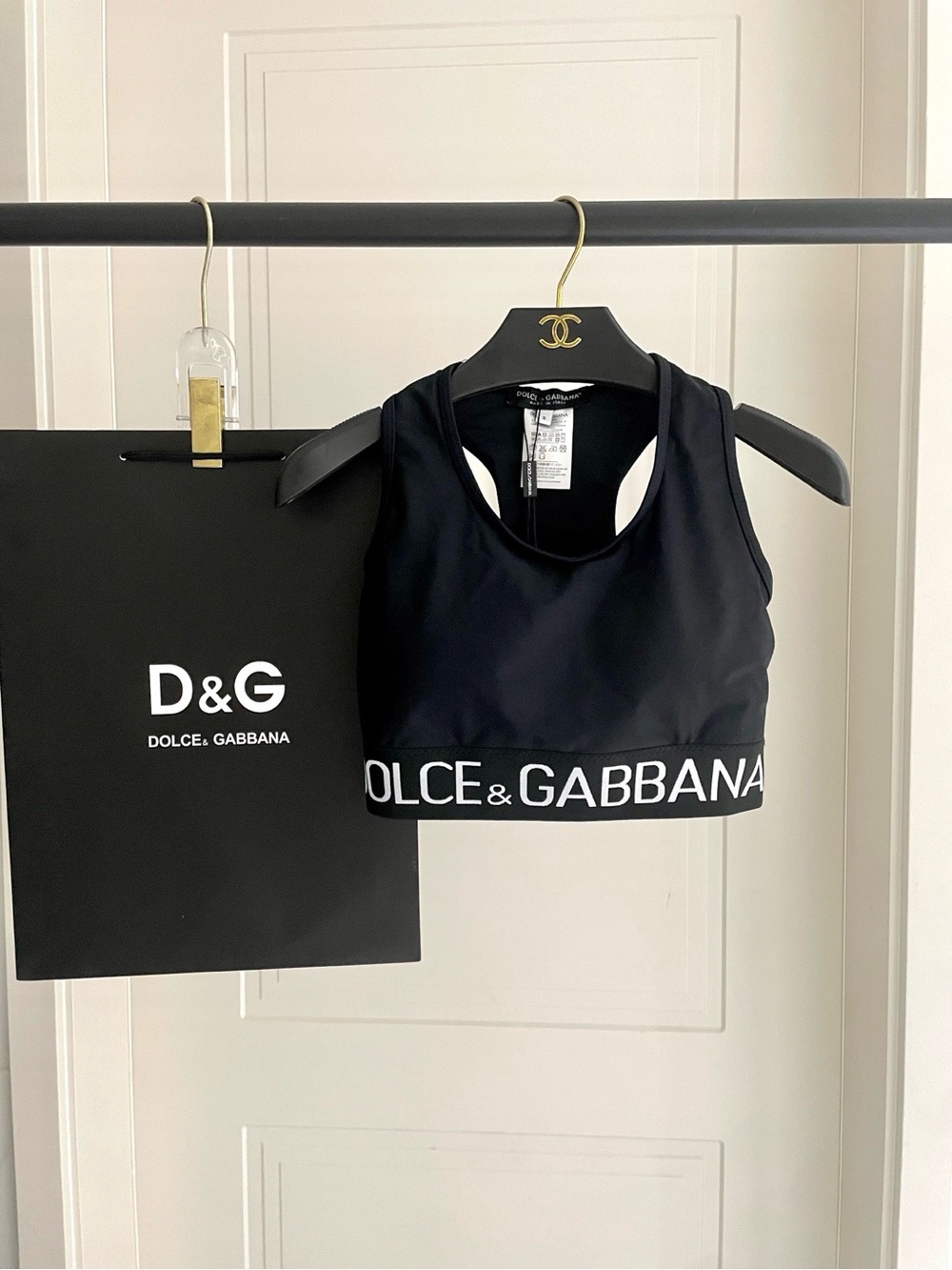 Dolce & Gabbana Black Logo Crop Sports Top